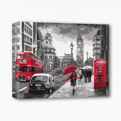 Keretre feszített számfestő - Esős nap Londonban