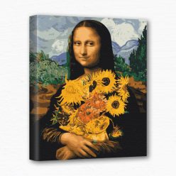 Keretre feszített számfestő - Mona Lisa napraforgókkal