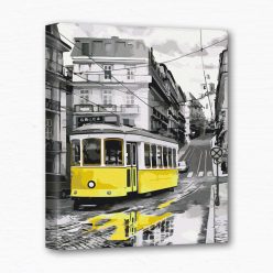 Keretre feszített számfestő - Sárga villamos