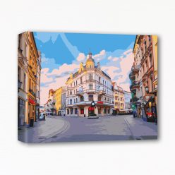 Keretre feszített számfestő - Toruń utcái