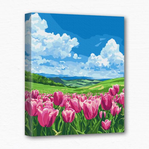 Keretre feszített számfestő - Tulipán mező